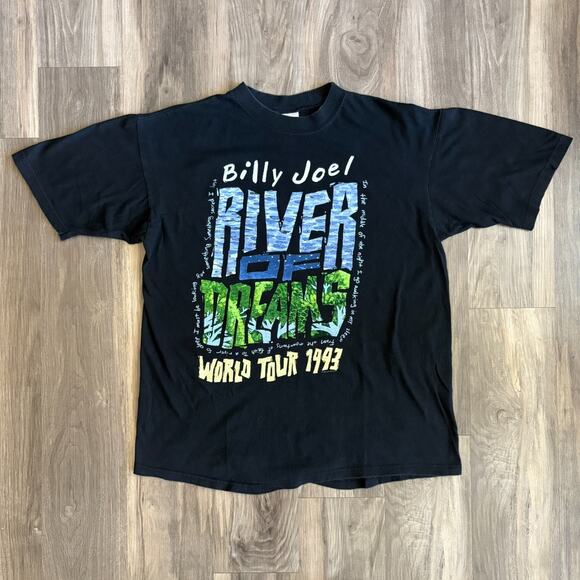 Vintage 1993 Billy Joel River of Dreams World Band Tour T-Shirt Men's Size L - Picture 1 of 6